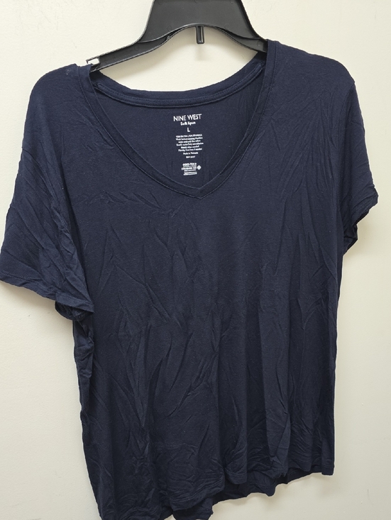 Nine West Tops - Nine West Navy V-Neck Short Sleeve Tee - Size L